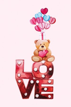 Открытка "LOVE" + крафтовый конверт